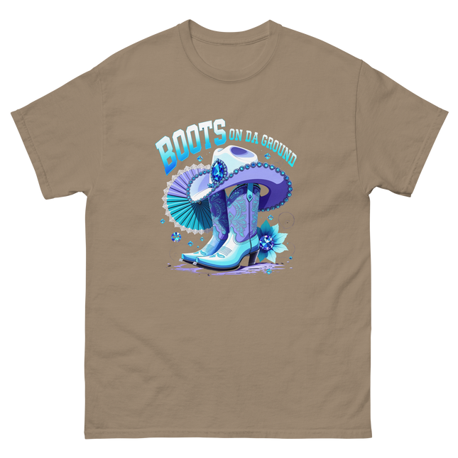 Icy Blue Glam Tee – Cowgirl Boots with Jewel Accents Women Tees Style Junction – Custom Digital Designs & Apparel Brown Savana S