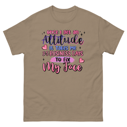 Attitude Fix Tee – Funny Pastel Quote Graphic Shirt Women Tees Style Junction – Custom Digital Designs & Apparel Brown Savana S
