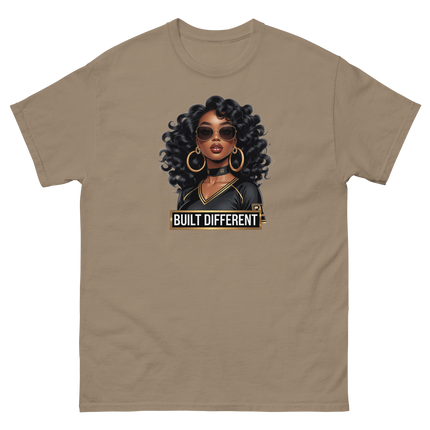 Built Different Tee – Bold Black Art, Gold Statement Style #3 Women Tees Style Junction – Custom Digital Designs & Apparel Brown Savana S