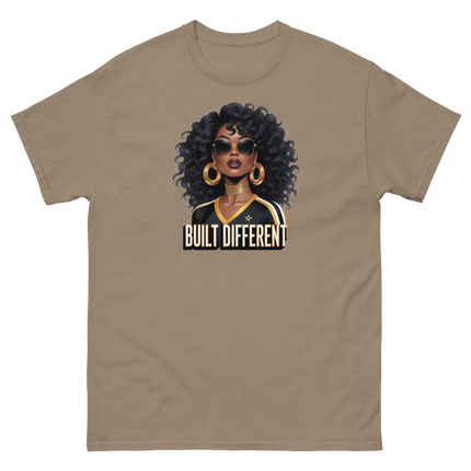 Built Different Tee – Bold Black Art, Gold Statement Style #4 Women Tees Style Junction – Custom Digital Designs & Apparel Brown Savana S