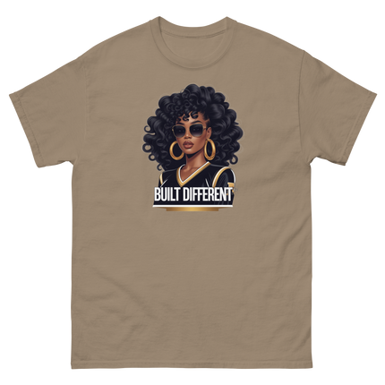 Built Different Tee – Bold Black Art, Gold Statement Style #5 Women Tees Style Junction – Custom Digital Designs & Apparel Brown Savana S