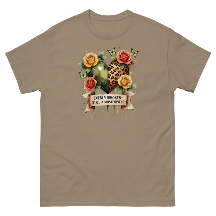 Evenly Broken Leopard Heart Tee – Watercolor Floral Vibes #4 Women Tees Style Junction – Custom Digital Designs & Apparel Brown Savana S