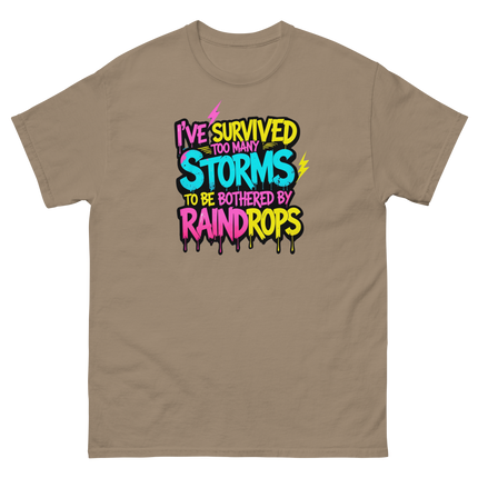 Survived the Storms Statement Tee – Neon Streetwear Bold Vibes Women Tees Style Junction – Custom Digital Designs & Apparel Brown Savana S