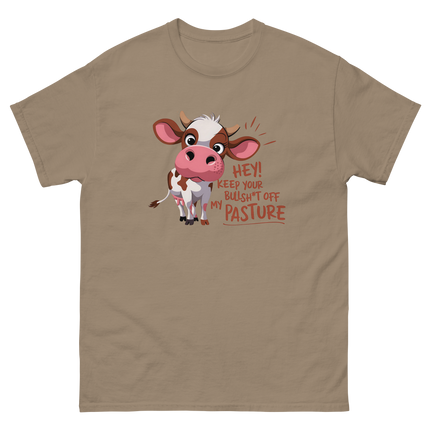 Funny Cow Attitude Tee – Keep Your Bullsh*t Off My Pasture Women Tees Style Junction – Custom Digital Designs & Apparel Brown Savana S