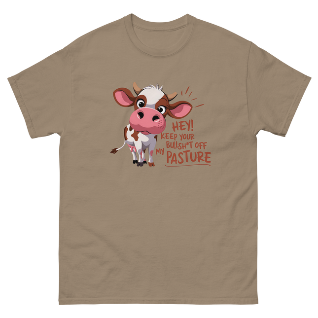 Funny Cow Attitude Tee – Keep Your Bullsh*t Off My Pasture Women Tees Style Junction – Custom Digital Designs & Apparel Brown Savana S