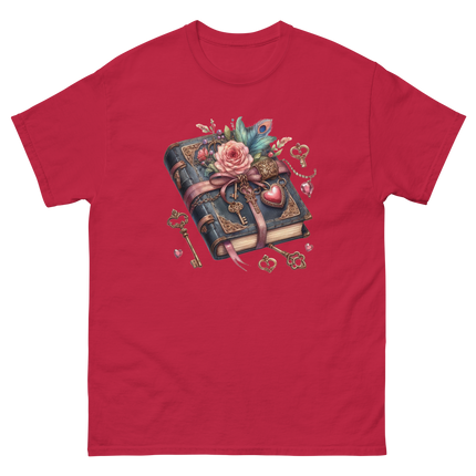 Vintage Rose Key Book Graphic Tee Women Tees Style Junction – Custom Digital Designs & Apparel Cardinal S