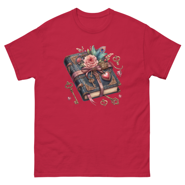 Vintage Rose Key Book Graphic Tee Women Tees Style Junction – Custom Digital Designs & Apparel Cardinal S