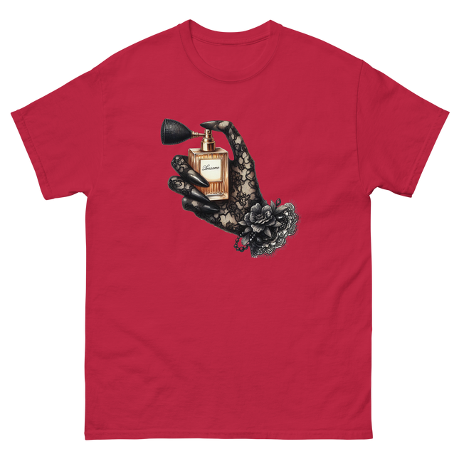 Gold Perfume Bottle Gothic Lace Tee Women Tees Style Junction – Custom Digital Designs & Apparel Cardinal S