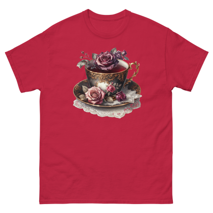 Romantic Teacup with Roses Art Tee Women Tees Style Junction – Custom Digital Designs & Apparel Cardinal S