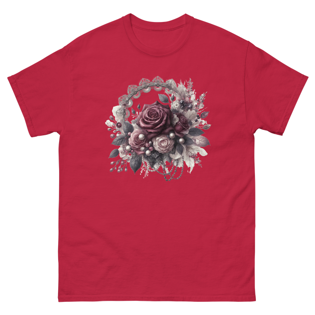 Mauve Rose Pearl Wreath Graphic Tee Women Tees Style Junction – Custom Digital Designs & Apparel Cardinal S
