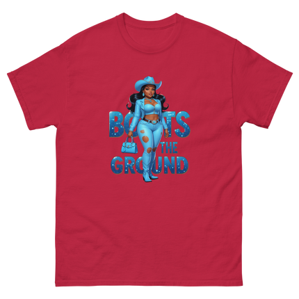 Boots on the Ground Tee – Light Blue Curvy Cowgirl Graphic #1 Women Tees Style Junction – Custom Digital Designs & Apparel Cardinal S