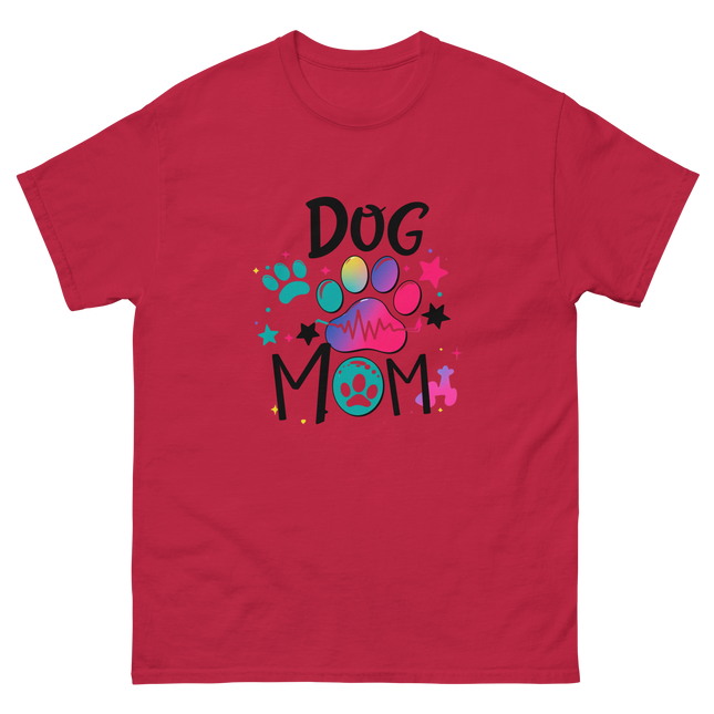 Neon Pop Dog Mom Tee – Bright Comic-Inspired Design Women Tees Style Junction – Custom Digital Designs & Apparel Cardinal S