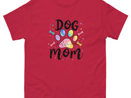 Pastel Rainbow Dog Mom Tee – Heartbeat Pet Lover Print Women Tees Style Junction – Custom Digital Designs & Apparel Cardinal S