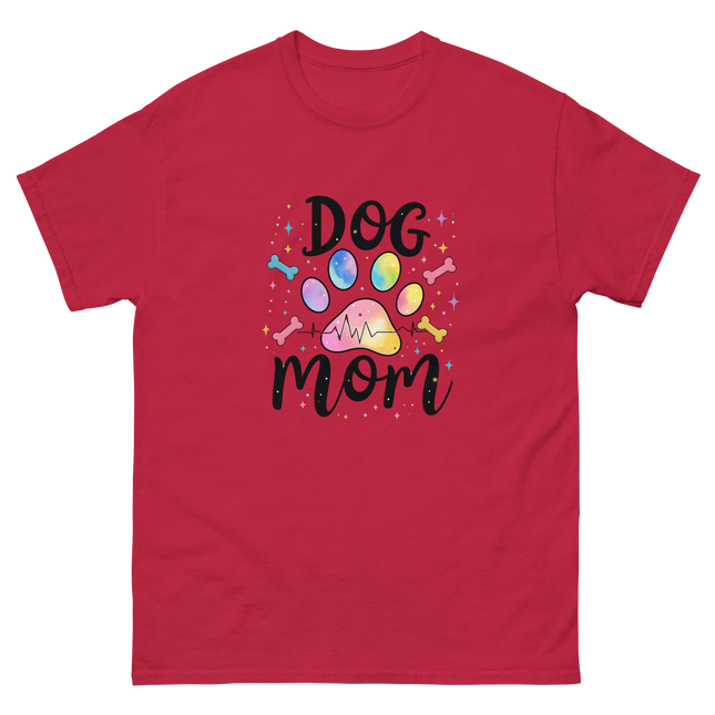 Pastel Rainbow Dog Mom Tee – Heartbeat Pet Lover Print Women Tees Style Junction – Custom Digital Designs & Apparel Cardinal S
