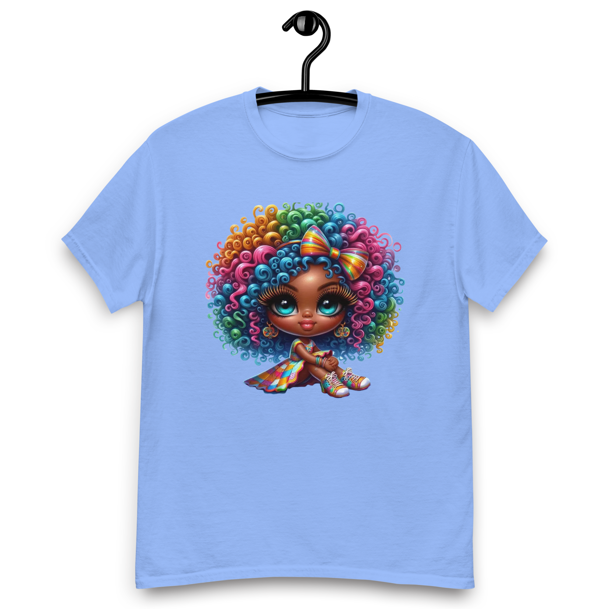 Rainbow Curls Doll Women's Tee - Comfortable 100% Cotton with a Stylish Fit Physical T-Shirt Style-Junction