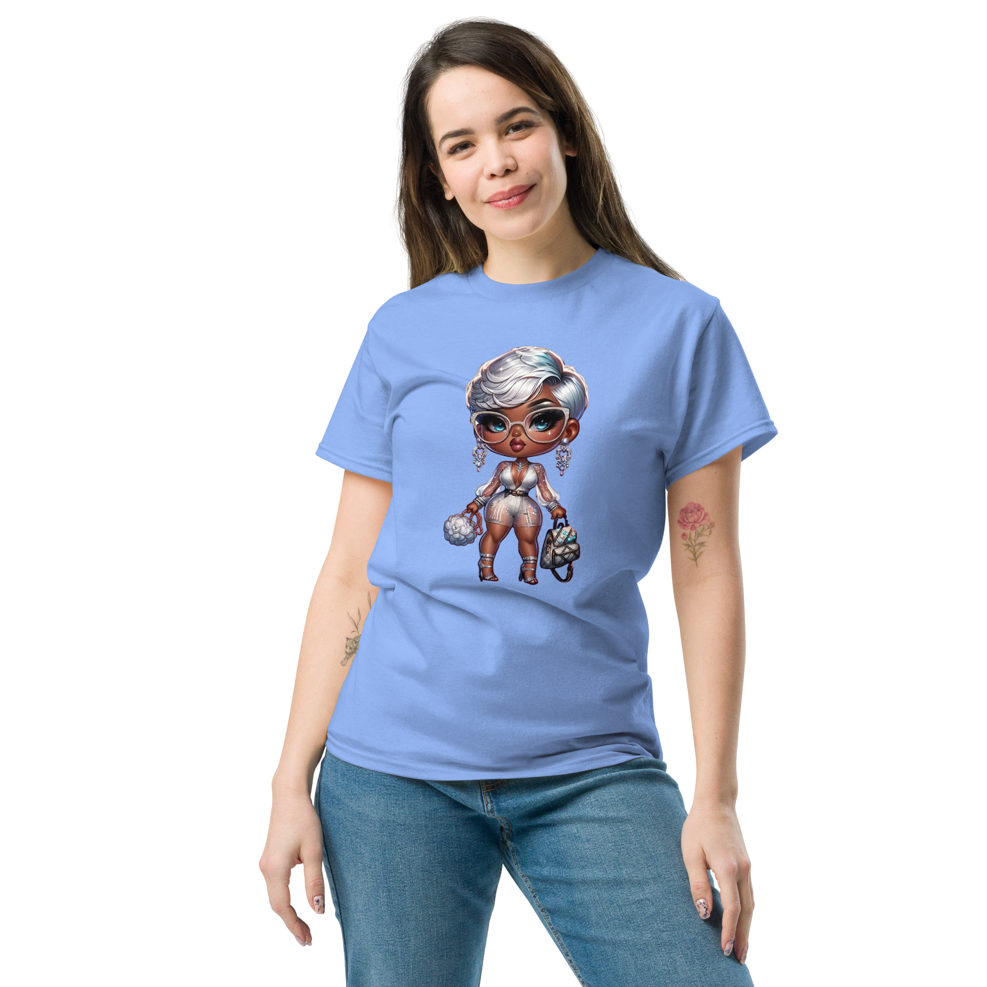 Silver Elegance Queen Women's Classic Tee - 100% Cotton for a Structured, Trendy Look Physical T-Shirt Style-Junction