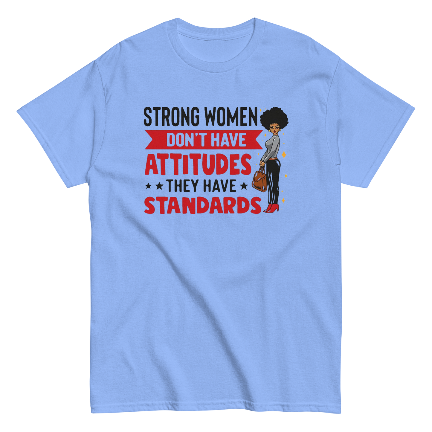 Strong Women Don't Have Attitudes, They Have Standards Women's Classic Tee Physical T-Shirt Style-Junction Custom Designs & Prints Carolina Blue S