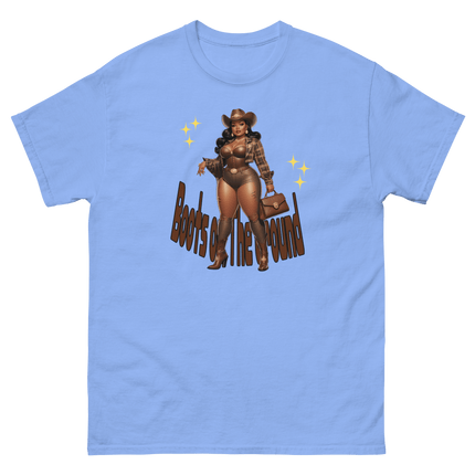 Boots on the Ground Curvy Cowgirl #3 Tee – Western Graphic Shirt Women Tees Style Junction – Custom Digital Designs & Apparel Carolina Blue S
