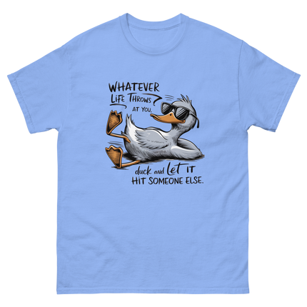 Funny Duck Quote Tee – “Let It Hit Someone Else” Graphic Shirt Women Tees Style Junction – Custom Digital Designs & Apparel Carolina Blue S