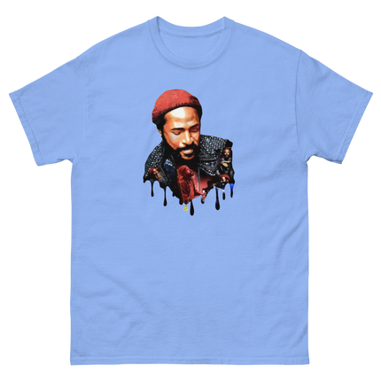 Soulful Retro Music Legend Unisex T-Shirt | Dripping Art Style Women Tees Style Junction – Custom Digital Designs & Apparel Carolina Blue S