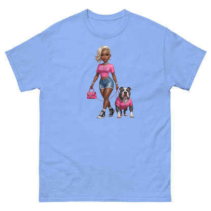 Hot Pink Bulldog Diva Tee – 100% Cotton Graphic Streetwear Women Tees Style Junction – Custom Digital Designs & Apparel Carolina Blue S