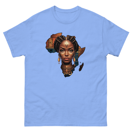 Afrocentric Queen Tee – Tribal Pattern Art, Bold Heritage Vibe #1 Women Tees Style Junction – Custom Digital Designs & Apparel Carolina Blue S