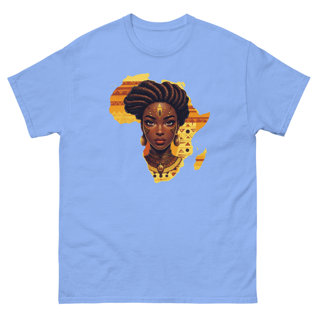 Afrocentric Queen Tee – Tribal Pattern Art, Bold Heritage Vibe #5 Women Tees Style Junction – Custom Digital Designs & Apparel Carolina Blue S