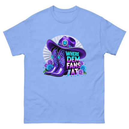 Where Dem Fans At Tee – Glam Cowgirl Boots & Hat Women Tees Style Junction – Custom Digital Designs & Apparel Carolina Blue S