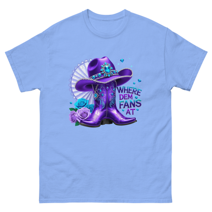 Where Dem Fans At Tee – Purple Roses & Bling Style Women Tees Style Junction – Custom Digital Designs & Apparel Carolina Blue S