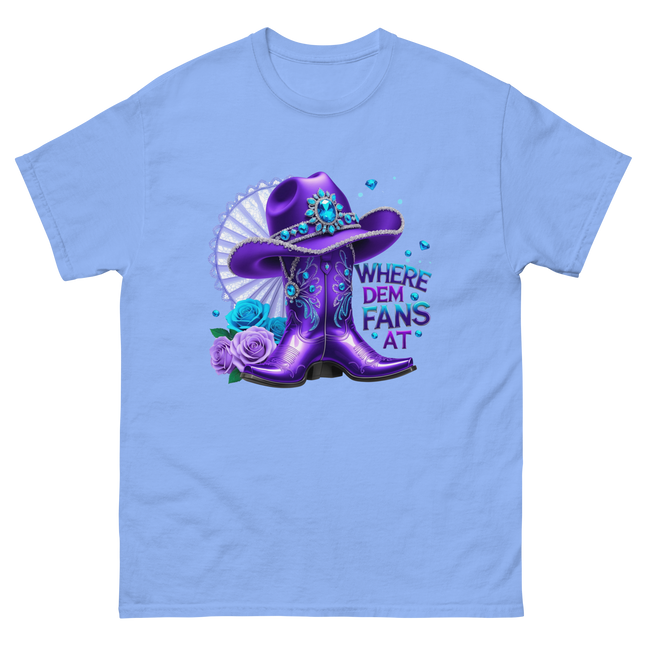 Where Dem Fans At Tee – Purple Roses & Bling Style Women Tees Style Junction – Custom Digital Designs & Apparel Carolina Blue S