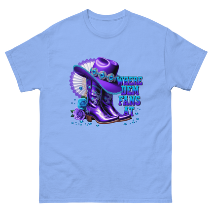 Where Dem Fans At Tee – Sparkling Western Boot Look Women Tees Style Junction – Custom Digital Designs & Apparel Carolina Blue S