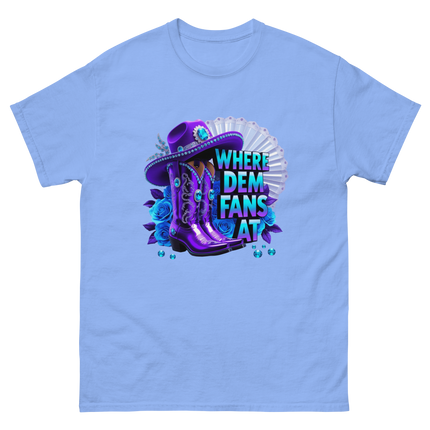 Where Dem Fans At Tee – Bold Purple Cowgirl Energy Women Tees Style Junction – Custom Digital Designs & Apparel Carolina Blue S