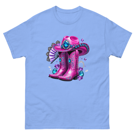 Hot Pink Cowgirl Tee – Glam Boots on Da Ground Style Women Tees Style Junction – Custom Digital Designs & Apparel Carolina Blue S