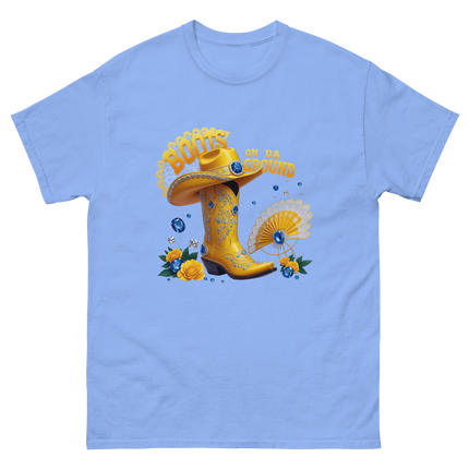 Boots on Da Ground Tee – Bright Yellow Jewel Style Women Tees Style Junction – Custom Digital Designs & Apparel Carolina Blue S