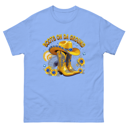 Sunshine Cowgirl Tee – Blue Gem & Fan Graphic Women Tees Style Junction – Custom Digital Designs & Apparel Carolina Blue S