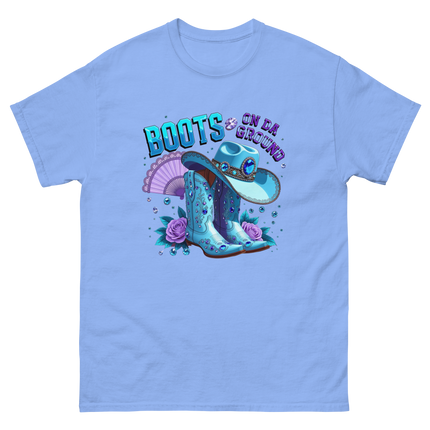 Pastel Cowgirl Tee – Light Blue Boots on Da Ground Vibe Women Tees Style Junction – Custom Digital Designs & Apparel Carolina Blue S
