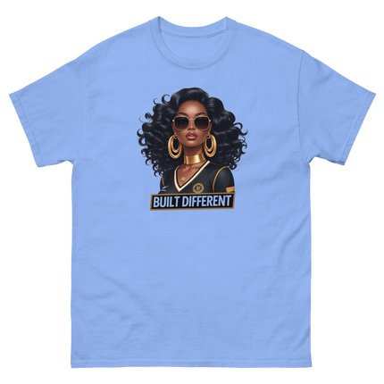 Built Different Tee – Bold Black Art, Gold Statement Style #1 Women Tees Style Junction – Custom Digital Designs & Apparel Carolina Blue S