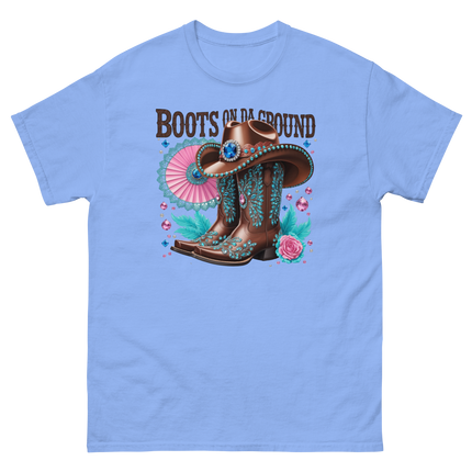 Brown Rhinestone Cowgirl Boots Tee – Boots on Da Ground #1 Women Tees Style Junction – Custom Digital Designs & Apparel