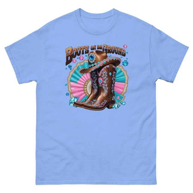 Brown Rhinestone Cowgirl Boots Tee – Boots on Da Ground #4 Women Tees Style Junction – Custom Digital Designs & Apparel