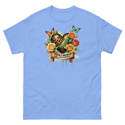 Evenly Broken Leopard Heart Tee – Watercolor Floral Vibes #1 Women Tees Style Junction – Custom Digital Designs & Apparel