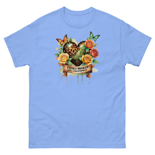 Evenly Broken Leopard Heart Tee – Watercolor Floral Vibes #1 Women Tees Style Junction – Custom Digital Designs & Apparel