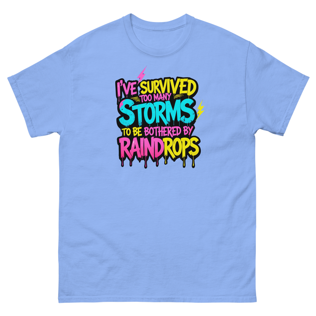 Survived the Storms Statement Tee – Neon Streetwear Bold Vibes Women Tees Style Junction – Custom Digital Designs & Apparel
