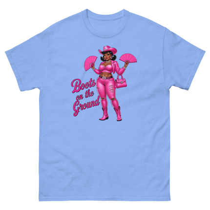 Pink Glam Cowgirl Tee – Boots on the Ground Graphic Shirt #1 Women Tees Style Junction – Custom Digital Designs & Apparel