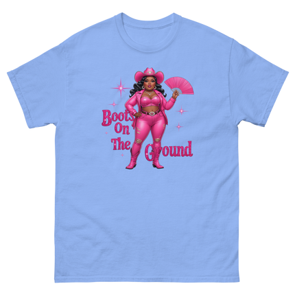 Pink Glam Cowgirl Tee – Boots on the Ground Graphic Shirt #3 Women Tees Style Junction – Custom Digital Designs & Apparel