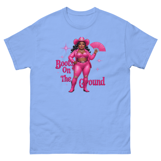 Pink Glam Cowgirl Tee – Boots on the Ground Graphic Shirt #3 Women Tees Style Junction – Custom Digital Designs & Apparel