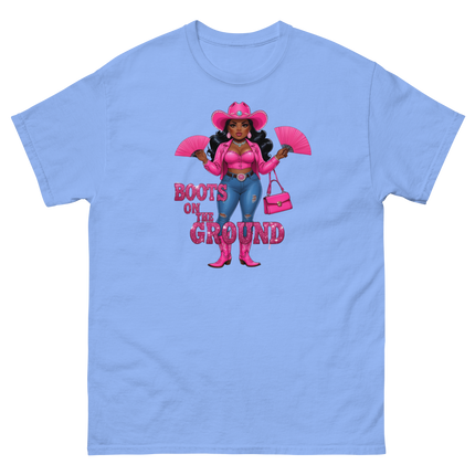 Pink Glam Cowgirl Tee – Boots on the Ground Graphic Shirt #4 Women Tees Style Junction – Custom Digital Designs & Apparel