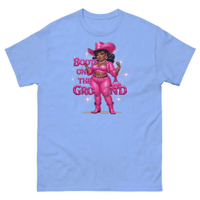 Pink Glam Cowgirl Tee – Boots on the Ground Graphic Shirt #5 Women Tees Style Junction – Custom Digital Designs & Apparel