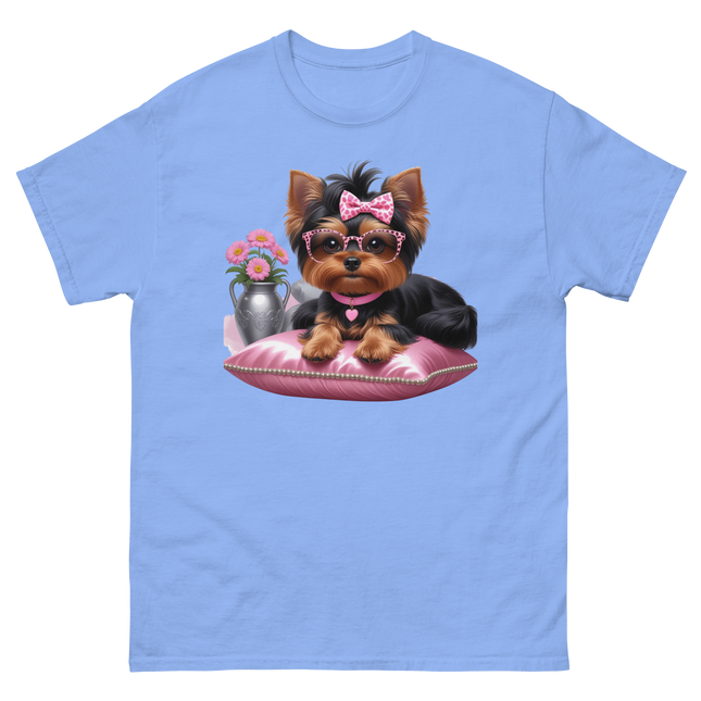 Yorkie Glam Tee – Pink Leopard Print Dog Graphic Shirt #2 Women Tees Style Junction – Custom Digital Designs & Apparel