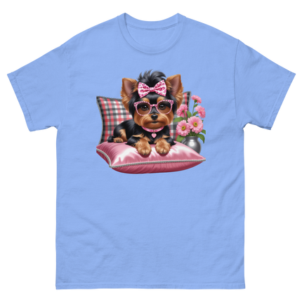 Yorkie Glam Tee – Pink Leopard Print Dog Graphic Shirt #3 Women Tees Style Junction – Custom Digital Designs & Apparel