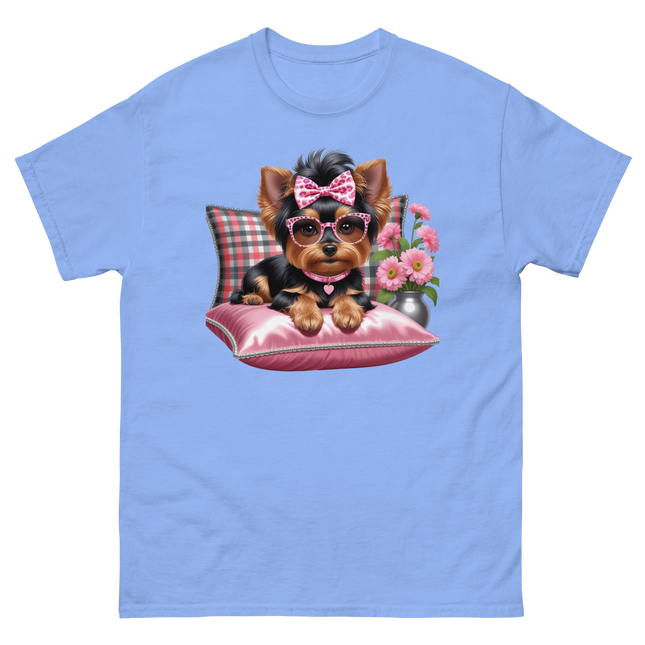Yorkie Glam Tee – Pink Leopard Print Dog Graphic Shirt #3 Women Tees Style Junction – Custom Digital Designs & Apparel